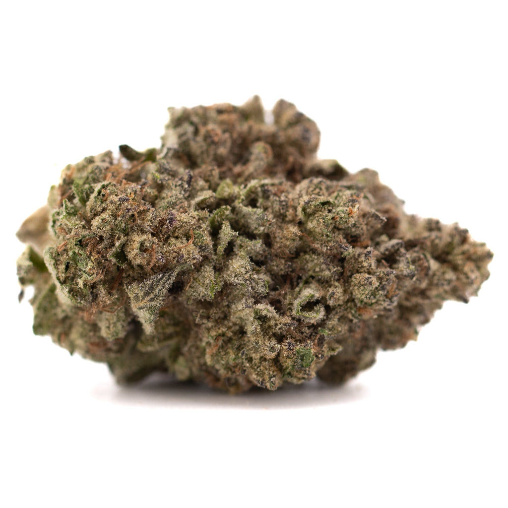Premium Black Ice THCa hemp flower bud with dense trichomes for physical relaxation