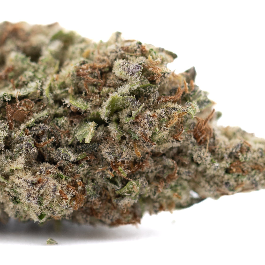 Premium DEA-4 THCa Hemp Flower with vibrant green and purple hues and trichomes